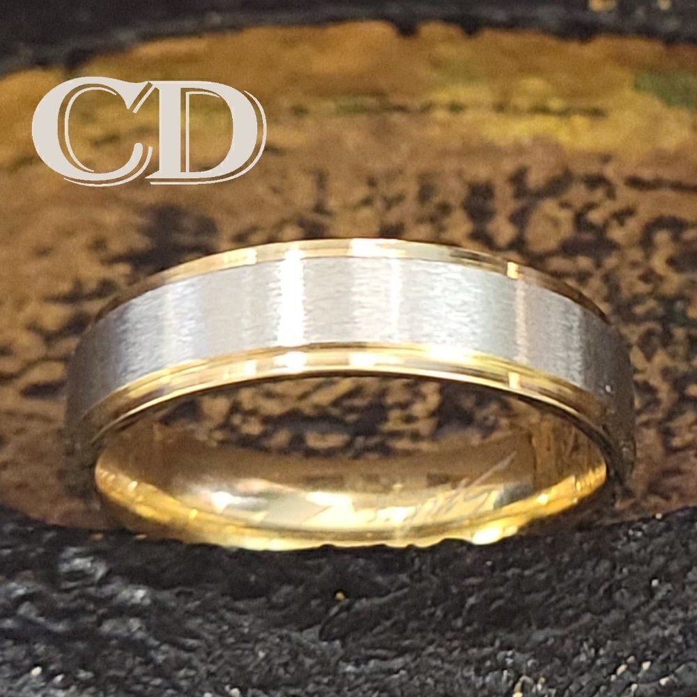 Two-Tone Silver and Gold Men's Wedding Band